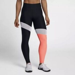 Nike Womens Power Victory Tight Fit Training Running Leggings Pink Black